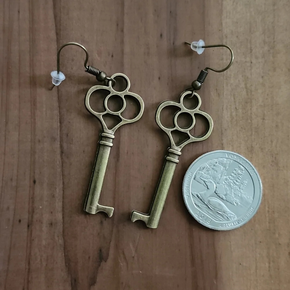 Vintage Key Earrings